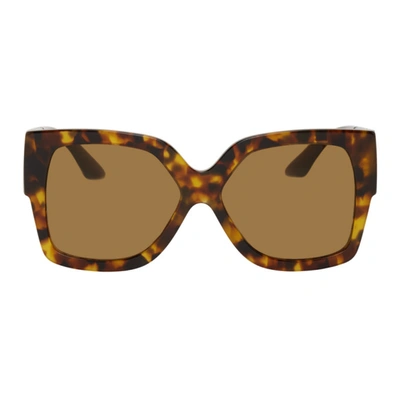 Versace Tortoiseshell Large Greca Square Sunglasses In Brown | ModeSens