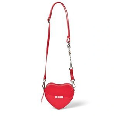 Shop Msgm Red Branded Heart Bag