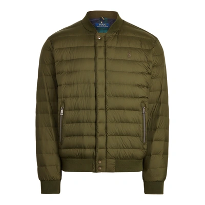 Shop Ralph Lauren Packable Down Bomber Jacket In Company Olive