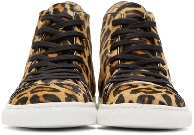 Shop Charlotte Olympia Tan Calf Hair Purrrfect High Top Sneakers