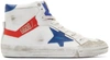 GOLDEN GOOSE White & Blue Leather 2.12 High-Top Sneakers