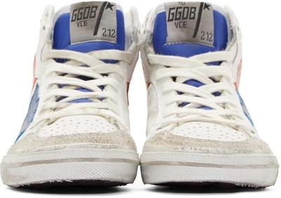 Shop Golden Goose White & Blue Leather 2.12 High-top Sneakers