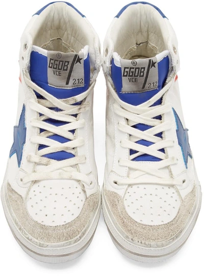 Shop Golden Goose White & Blue Leather 2.12 High-top Sneakers