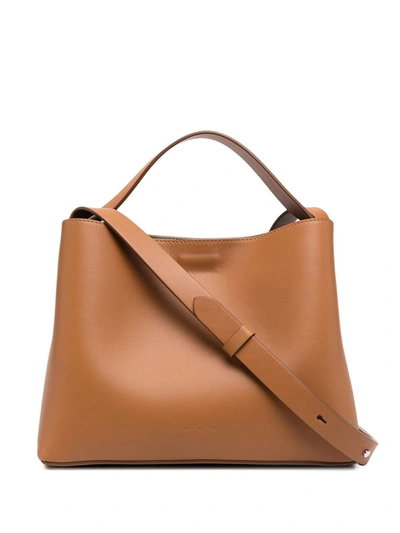 Shop Aesther Ekme Mini Sac Leather Tote Bag In Brown