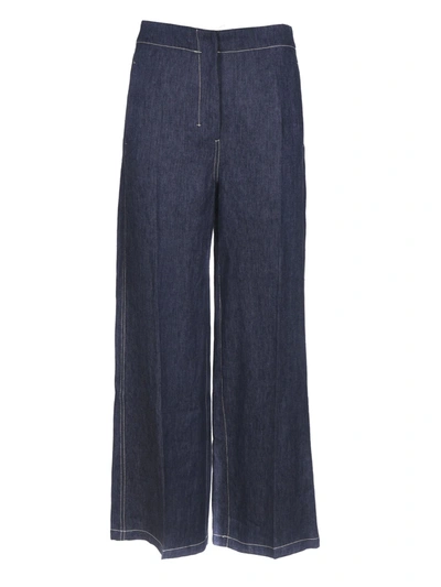 Shop Max Mara Marica Trousers In Denim Color In Blue