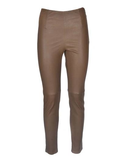 Shop Max Mara Sonni Leather Trousers In Brown