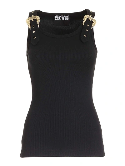 Shop Versace Jeans Couture Buckle Top In Black