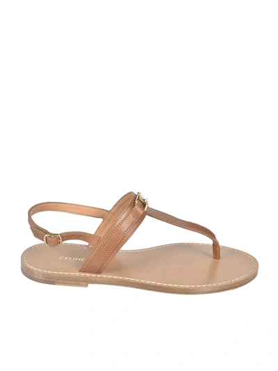 Shop Celine Triomphe Sandals In Tan Color In Brown