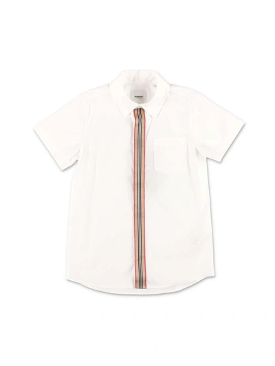 Shop Burberry Striped Insert Shirt In White