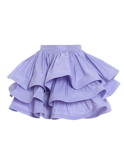 Shop Elisabetta Franchi Flounced Balloon Mini Skirt In Light Purple
