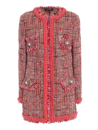 Shop Dolce & Gabbana Tweed Jacket In Pink