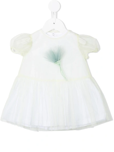 Shop Il Gufo Floral-appliquée Short-sleeve Dress In White