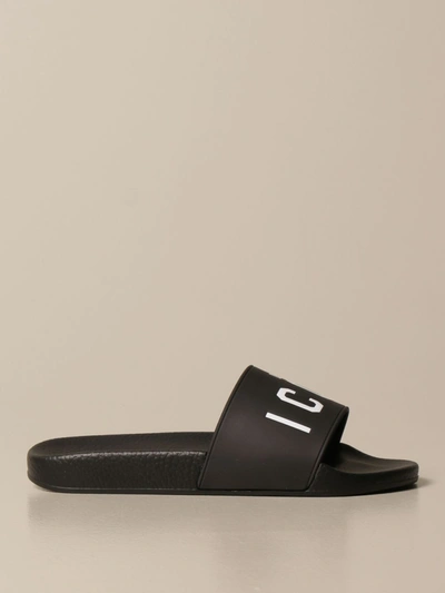 Shop Dsquared2 Icon Logo Print Slides In Black