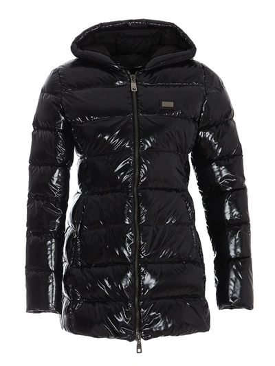 Shop Dolce & Gabbana Long Padded Jacket In Black