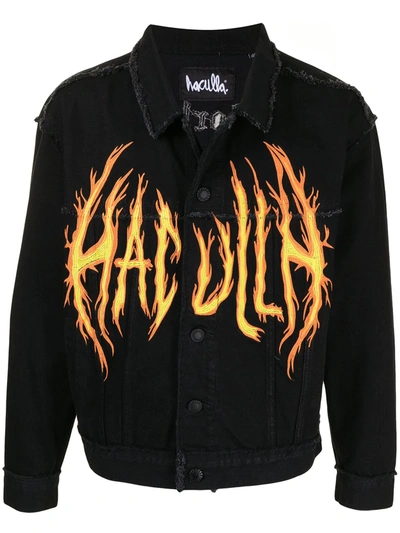 Shop Haculla On Fire Denim Jacket In Black