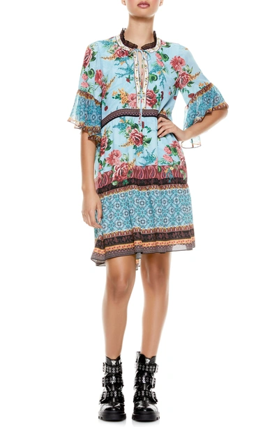 Shop Alice And Olivia Alice + Olivia Glory Tiered Ruffle Tunic Dress In Charisma Multi/ Combo