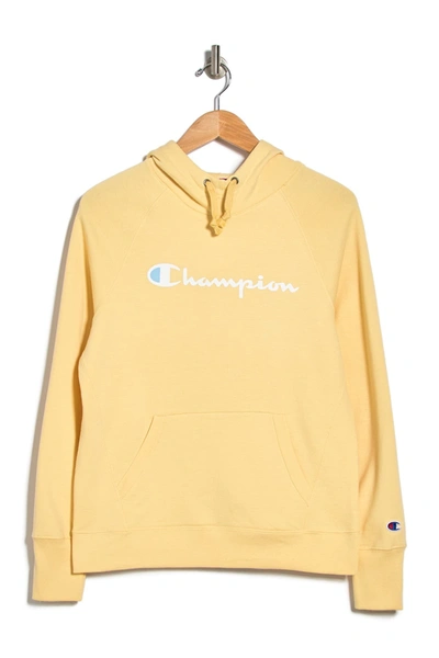 Shop Champion Powerblend Graphic Hoodie In Melted Butter Yellow