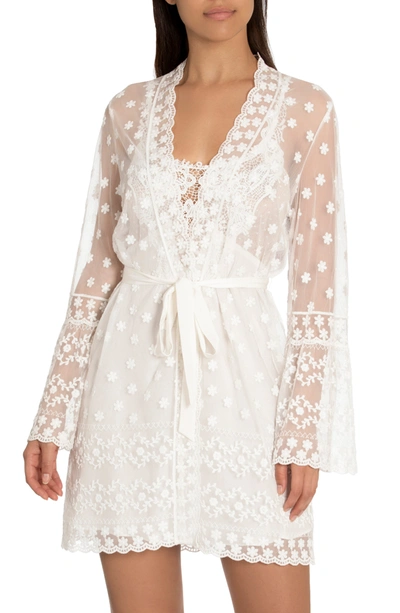 Shop In Bloom By Jonquil Yesterday Embroidered Mesh Wrap Robe In Ivory