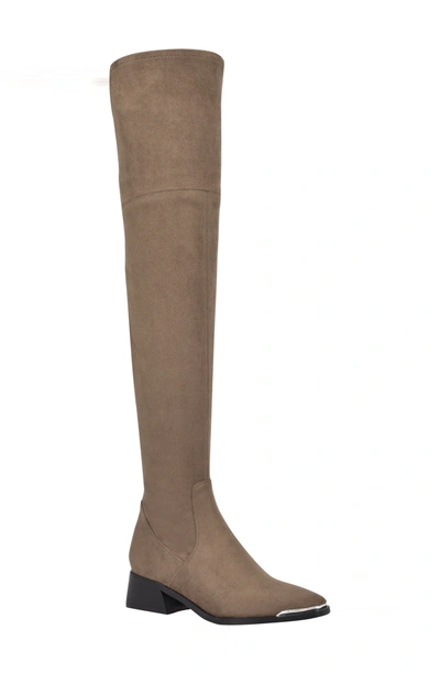 Shop Marc Fisher Ltd Darwin Over The Knee Boot In Taupe Fabric