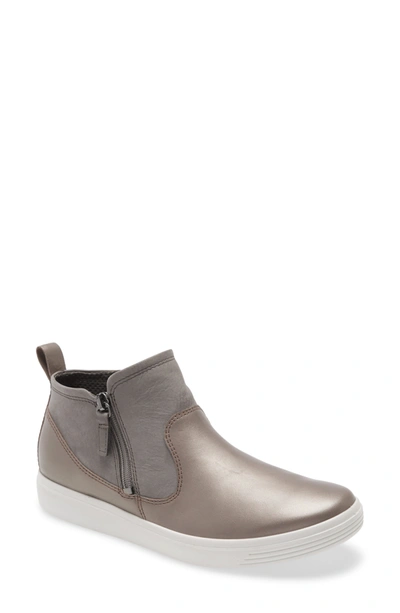 Shop Ecco Soft Classic Bootie In Stone Metallic/ Grey Leather