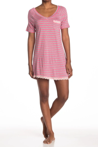 Shop Honeydew Intimates Patterned Lace Trim Sleep Shirt In Kissstripe