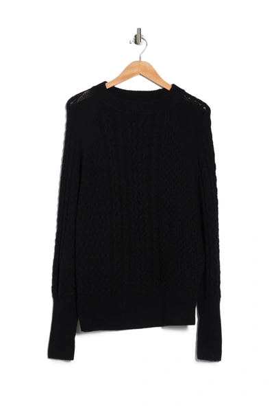 Shop Allsaints Dilone Cable Knit Wool Blend Sweater In Ink Blue