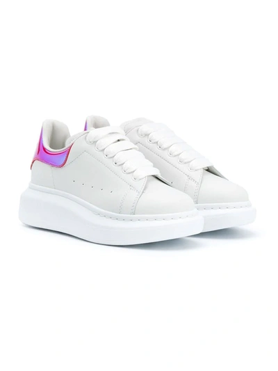 Shop Alexander Mcqueen White Sneakers With Multicolor Detail In Bianco/rosa