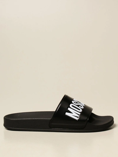 Shop Moschino Couture Rubber Slide Sandal In Black
