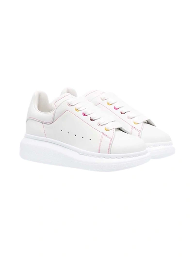 Shop Alexander Mcqueen White Sneakers Kids In Multicolor