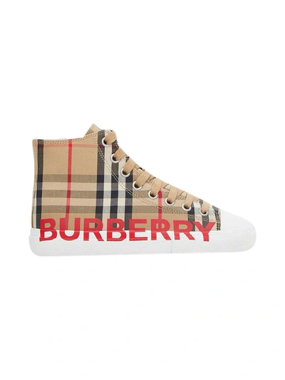 Shop Burberry Sneakers Vintage Check In Beige