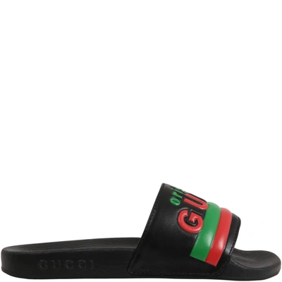 Shop Gucci Black Sandals For Kids With Logo