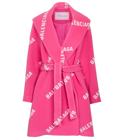 Shop Balenciaga Wool, Cashmere And Silk Wrap Coat In Pink