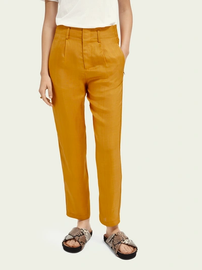Shop Scotch & Soda Tailored Straight Fit Trousers In Yellow