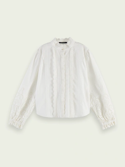 Shop Scotch & Soda Broderie Anglaise Organic Cotton Top In White