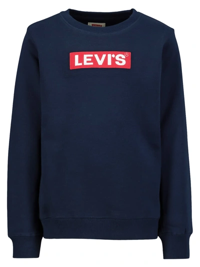 Shop Levi's Kids Sweatshirt Box Tab Crewneck For Boys In Blue