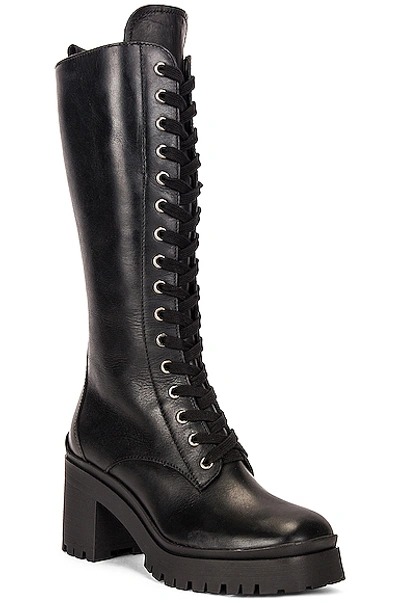 Shop Miu Miu Lace Up Boots In Nero