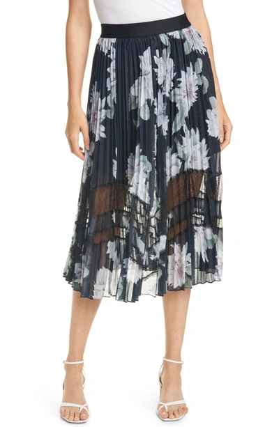 Shop Ted Baker Culsa Clove Metallic Floral Pleated Skirt In Black