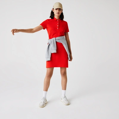 Shop Lacoste Women's Stretch Cotton Piquã© Polo Dress - 36 In Red