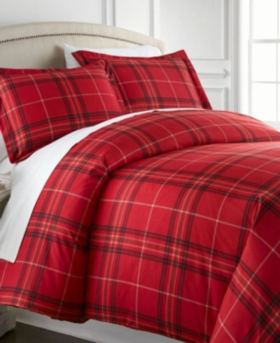 Shop Southshore Fine Linens Ultra-soft Plaid Down Alternative 3 Piece Comforter Set, King/california King In Red
