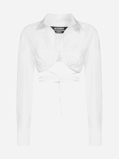 Shop Jacquemus Camicia Baci Crop In Cotone