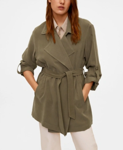 Women s Belt Flowy Trench Coat In Beige Khaki