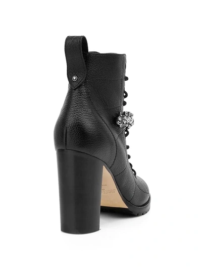 Shop Jimmy Choo Women's Cruz Jewelled Leather Combat Boots In Black