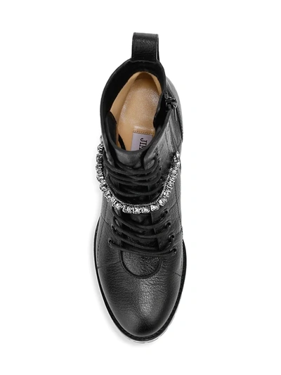 Shop Jimmy Choo Women's Cruz Jewelled Leather Combat Boots In Black