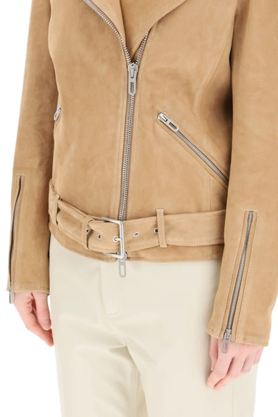 Shop Drome Suede Biker Jacket In Brown