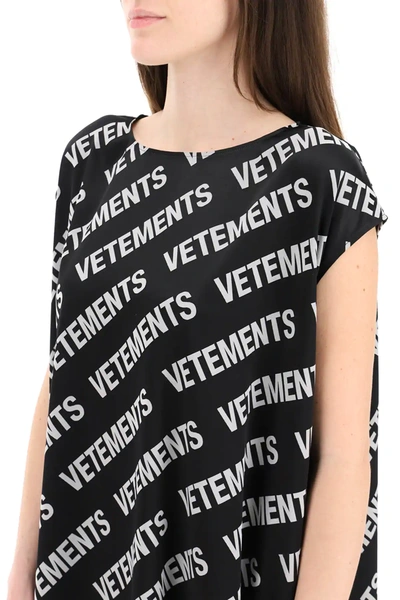Shop Vetements Long Monogram Dress In Black,white