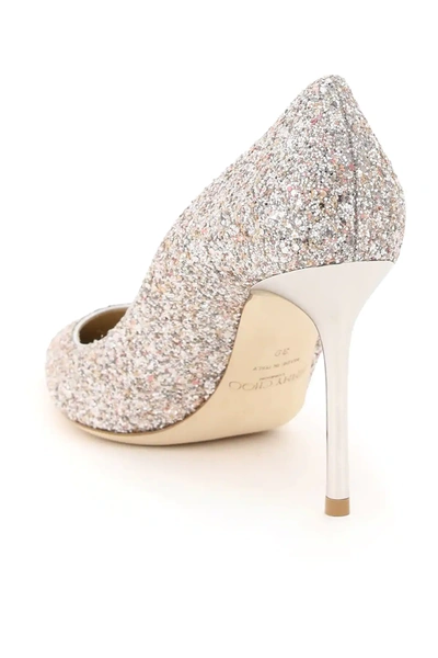 Shop Jimmy Choo Romy 85 Glitter Pumps In Pink,silver