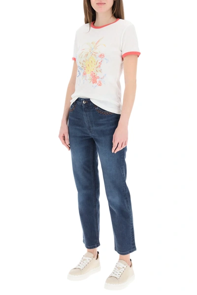 Shop See By Chloé Spring Fruits Print T-shirt In White,light Blue,red