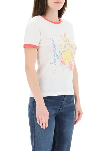 Shop See By Chloé Spring Fruits Print T-shirt In White,light Blue,red
