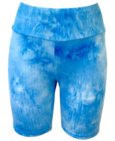 Shop Jenni Ribbed Bike Shorts, Created For Macy's In Turq Tie Dye