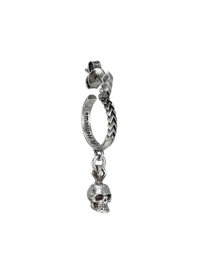 Shop Emanuele Bicocchi Sterling Silver Single Skull Hoop Earring